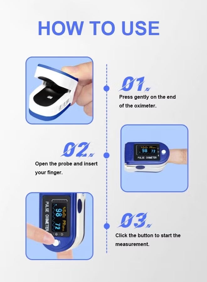 Pulse Oximeter Finger Pulse Oximeter with OLED Display - Blood Oxygen Saturation & Heart Rate Monitor for Adults & Children - Image 5